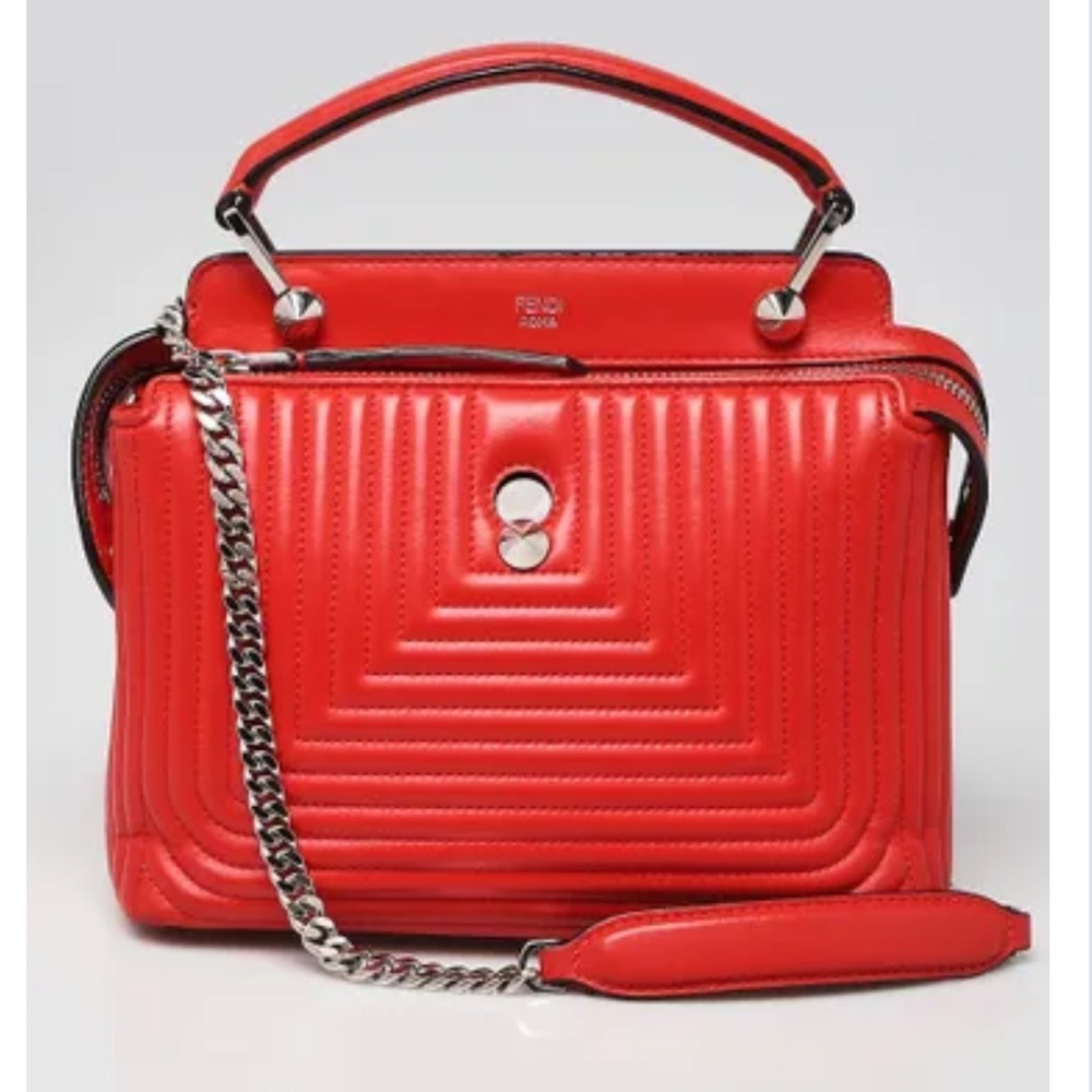 Fendi Red Leather Dot Com Small Crossbody